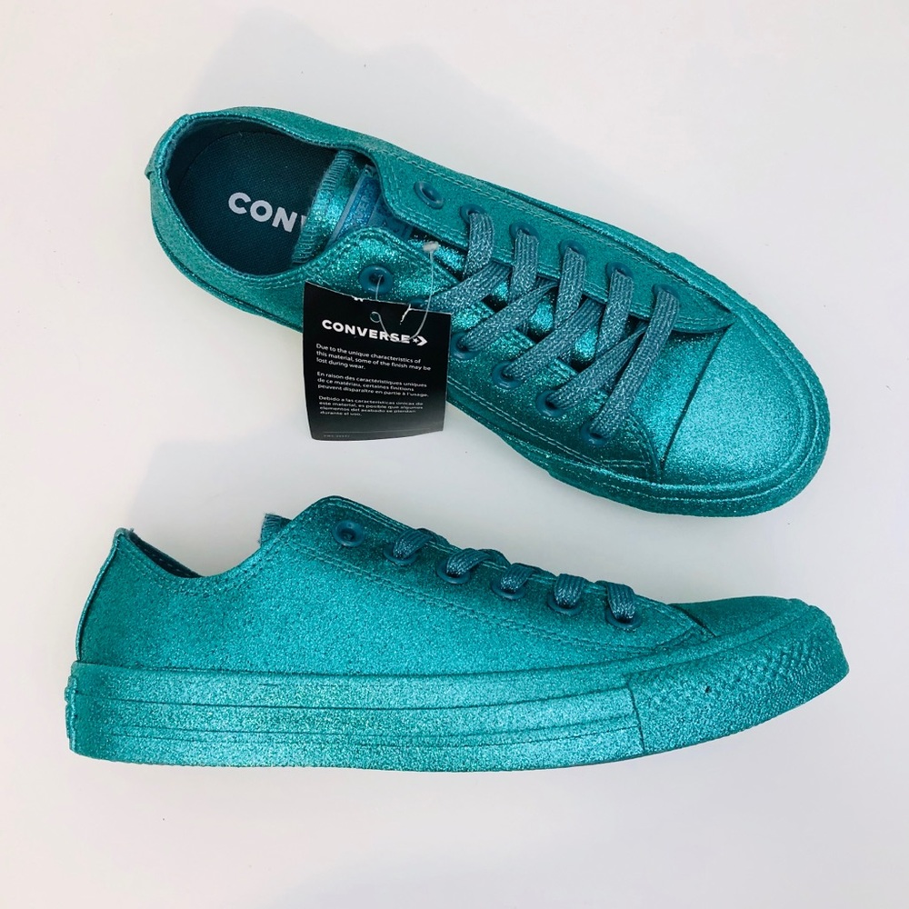 Converse Ctas Low Top Brittany Blue Glitter NWT - Picture 6 of 8